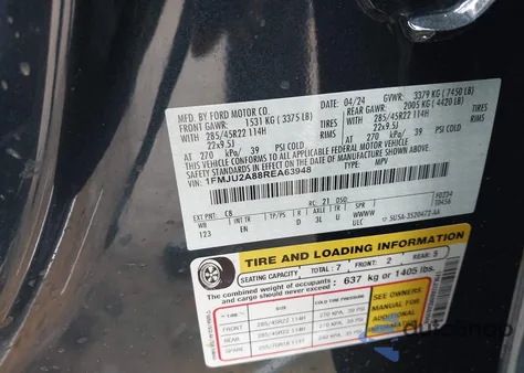 2024 Ford Expedition Limited from USA, damaged, VIN 1FMJU2A88REA63948